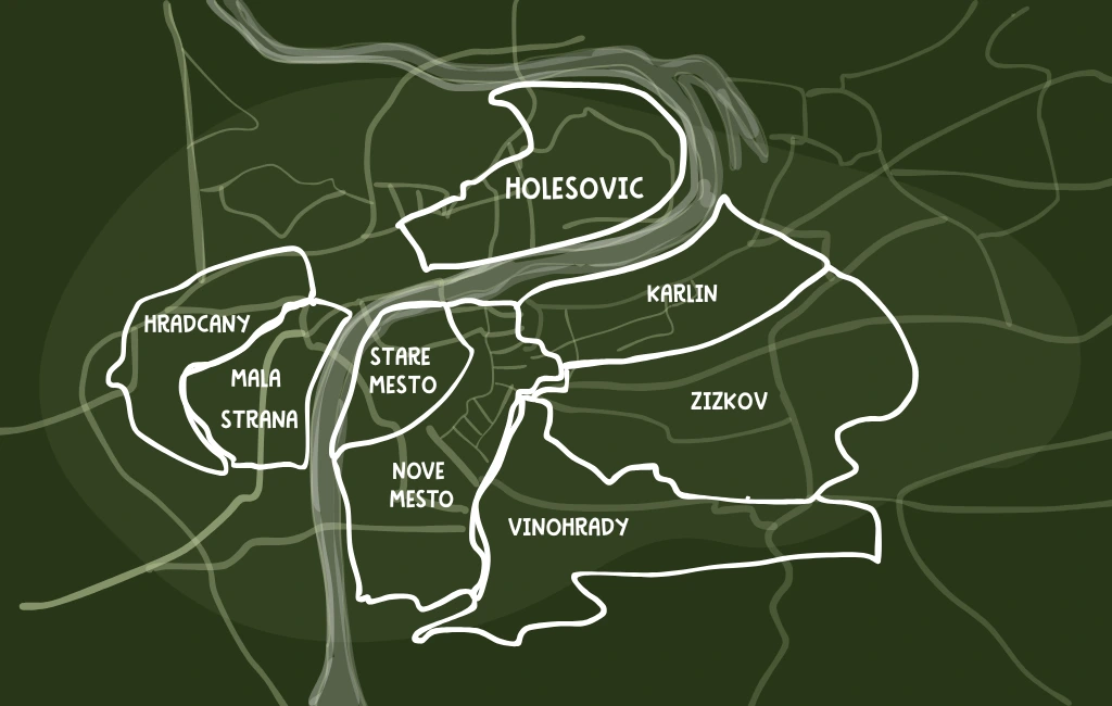 Carte arrondissements Prague